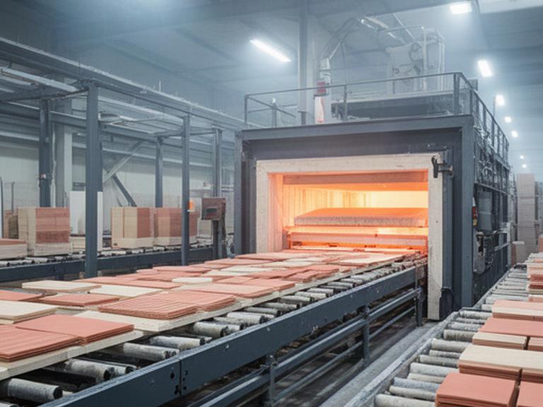 Forno industriale per la cottura di piastrelle ceramiche in uno stabilimento produttivo italiano