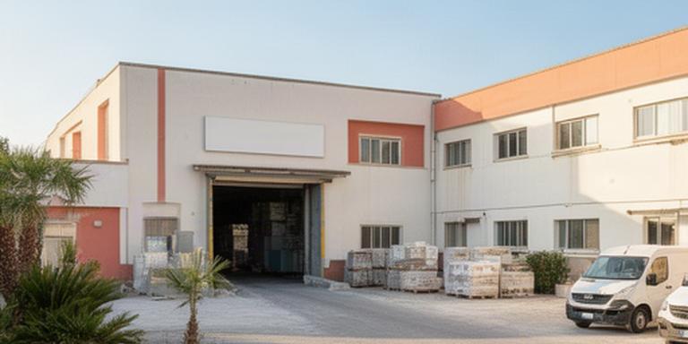 Sede produttiva di Umberto's Ceramiche a Portici, con ingresso dello stabilimento e area di carico